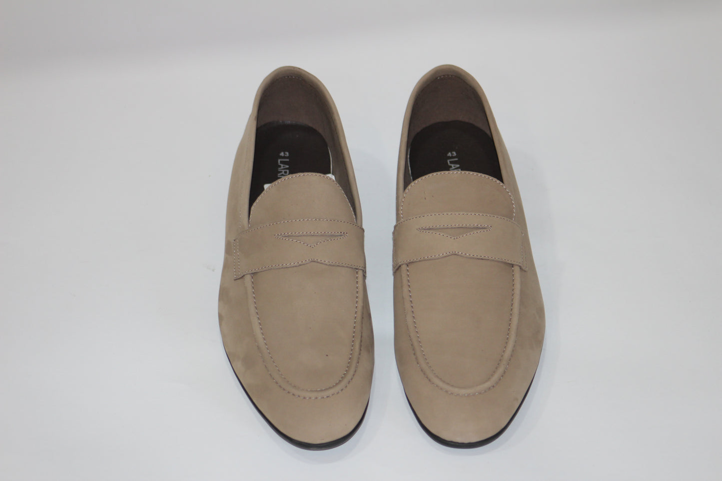 Lark & Finch Leather Loafers Cream Black sole